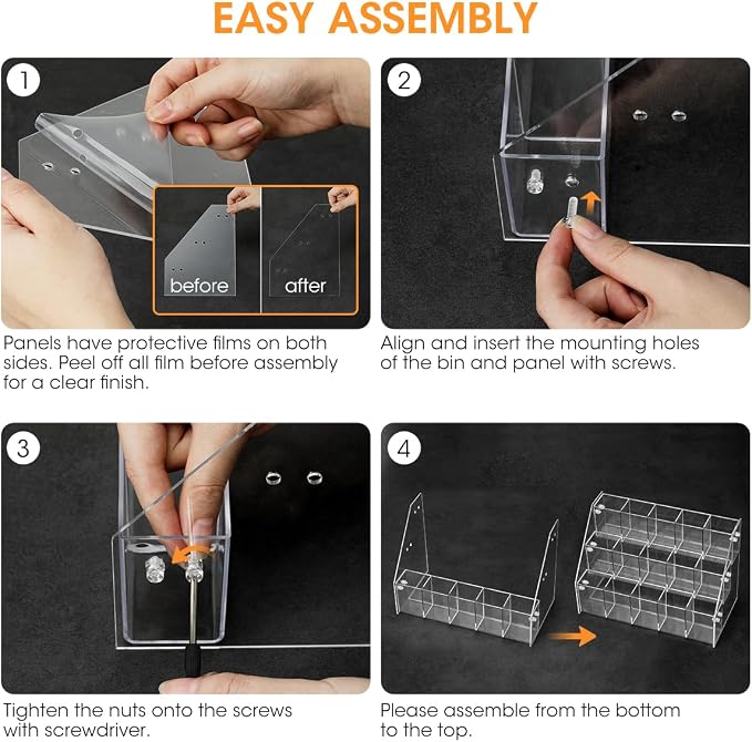AIEVE Drink Packet Organizer with 15 Compartments, Water Packet Organizer for Water Flavor Drink Mix, Easy Assembly Acrylic Sugar Packets Holder for Cabinet Kitchen Storage Organization - Image 4