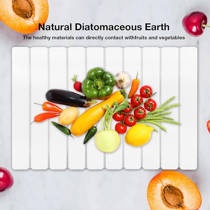 Diatomaceous Earth Stone Dish Drying Mat for Kitchen Counter – 24”x16”, Non-Slip Quick-Dry Surface, Sleek Foldable Design & Collapsible Storage, White - Image 5