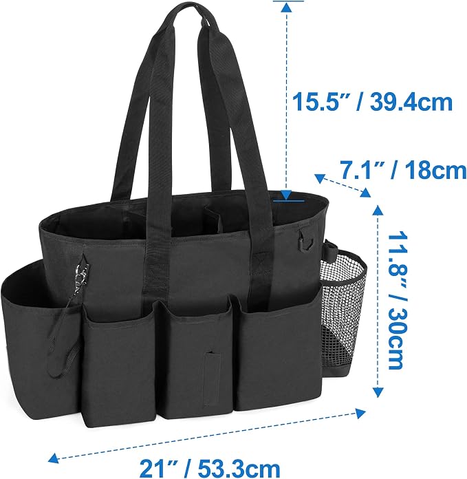 LoDrid Professional Cleaning Tote Caddy for Cleaning Supply, Black | Cleaning Bag Organizer with Dividers and Handle Strap for Housekeepers Work, Bag Only - Image 7