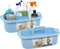 Goderewild 2 Pack Multi-Purpose Plastic Cleaning Caddy with Handle, Shower Caddy Organizer/Storage Basket/Totes Portable for Bathroom Supplies, Cleaning Products, Under Sink Tool, Housekeepers (Blue2) by Goderewild