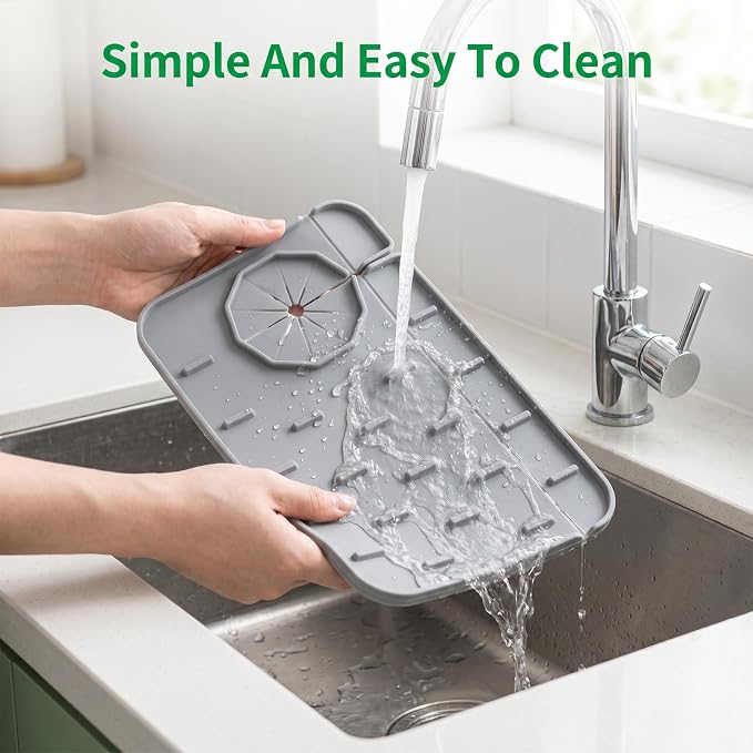 Faucet Draining Mat, Silicone Faucet Mat for Kitchen Sink | 8.3 X 5.7 Inch Silicone Splash Guard Behind Faucet Faucet Handle Drip Catcher for Bathroom Kitchen Countertop Gadgets - Image 5