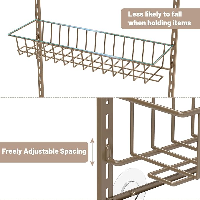 ElegantArray 10-Tier Pantry Door Organizer, Brown | Over The Door Pantry Organizer Rack and Storage, Hanging Spice Rack Shelves Door, Home Office Laundry Room Bathroom & Kitchen - Image 3