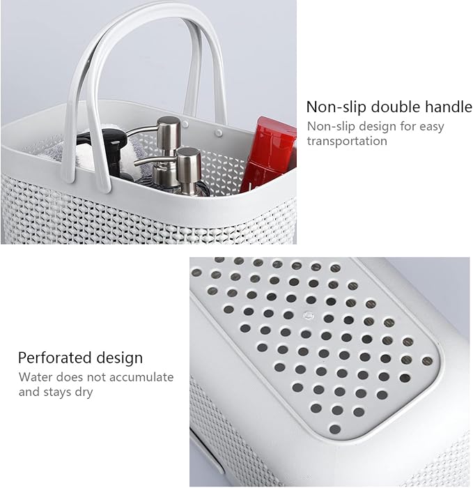 Plastic Portable Shower Caddy Basket, Storage Organizer, Grey, 2 Pack | Bottom Drain Holes, Keep Dry, Sturdy and Durable, Easy to Carry for Bathroom, Kitchen, Dorm Room, RV, College - Image 7