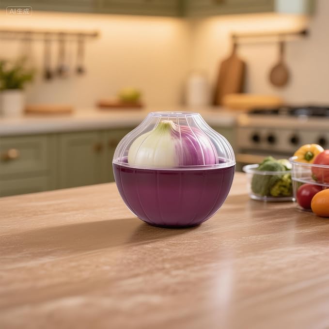 Onion Storage, Avocado Saver Keeper, Reusable Tomato Lemon Holder | Fruits and Vegetables Storage Container with Clear Lid (Onion Saver) - Image 2
