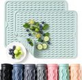 2 Pack Caketime Silicone Dish Drying Mat for Kitchen Counter Baking Cooking Grilling Tools Coffee Must Haves Household Dining Finds Dryer Work Place Covers Rubber Rug Extra Large 18"x16" Green by CAKETIME