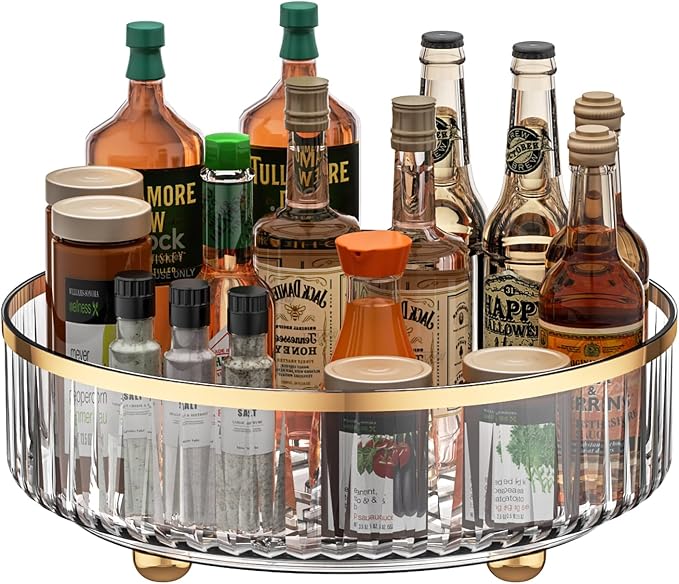 Clear Lazy Susan Pantry Organizers and Storage, 11” Turntable Organizer, Rotating Storage Rack for for Kitchen, Pantry,Cabinet, Dining Table,Fridge,Countertop,Vanity,Food Storage by UEOE
