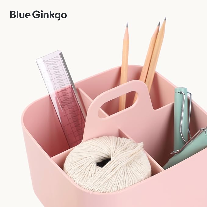 BLUE GINKGO Stackable Organizer Caddy, Square, Pink, Made in Korea | Portable. Adjustable. Home, Office & School Storage. - Image 7