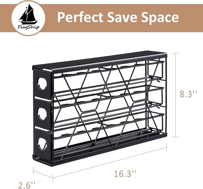 FlagShip K Cup Holder Drawer 3 Tier Coffee Pod Holder for K Pod Save Space Countertop Kitchen (24 Pods Capacity) - Image 2