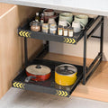2 Tier Pull Out Cabinet Organizer, 21 inch Depth Slide Out Shelves | Expandable 14"-22.5" Wide, Heavy-Duty Cabinet Drawers for Kitchen Pots, Pans & Pantry Storage, Black by REALINN