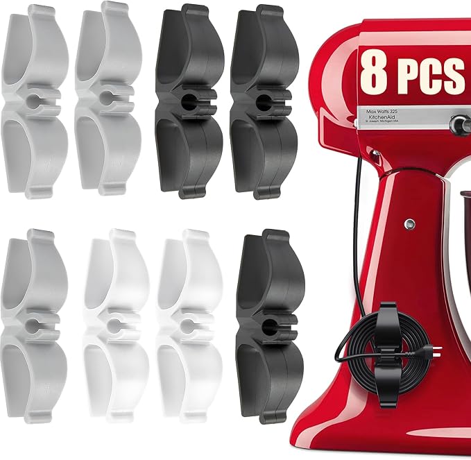 Lancord Cord Organizer for Appliances, 8 Pack Appliance Cord Organizer | Upgraded Kitchen Appliance Cord Organizer Stick On Cord Wrap Cord Holder for Appliances Mixer, Coffee Maker, Pressure Cooker by Lancord