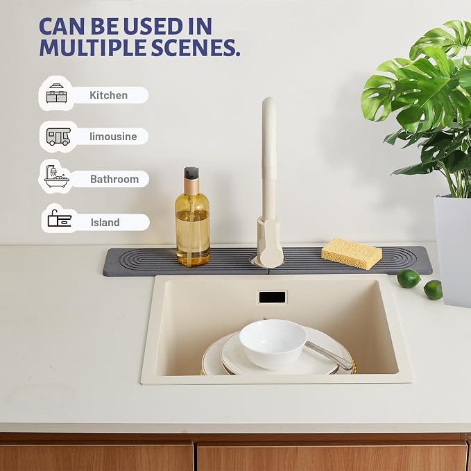 Stone Faucet Mat for Kitchen Sink, Water Absorbing Sink Water Splash Guard | Sink Splash Guard Water Absorbing Stone Tray for Sink, Counter Protector Matt for Kitchen & Bathroom - Image 7
