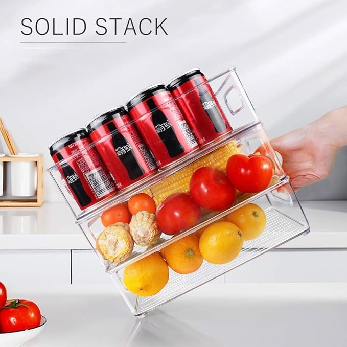 7 Pack Refrigerator Organizer Bins | 4 Sizes Stackable Clear Pantry Storage Bins with Handles for Fridge, Shelves, Drawer, Snack Organizer for Home & Kitchen - Image 7