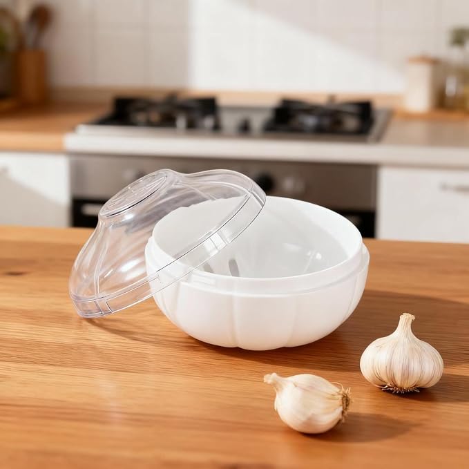 Onion Storage, Avocado Saver Keeper, Reusable Tomato Lemon Holder | Fruits and Vegetables Storage Container with Clear Lid (Garlic Saver) - Image 2