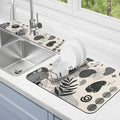 Dish Drying Mat for Kitchen Counter Matt, 2PCS 23"x15" Dish Drainer Mat & 24"x5.5" Sink Splash Guard, Super Absorbent Non-slip Rubber Backed by Kuyig+Home