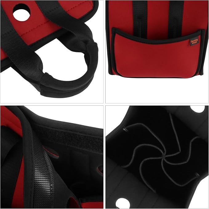 Portable Drinks Tote Bag for 6 PCS Beverage Cans/Bottles, Neoprene Insulated Drinks Can Bottle Carrier Tote Beverages Cans Cooler Bag Holder for Camping, Picnic, Party (Red) - Image 8