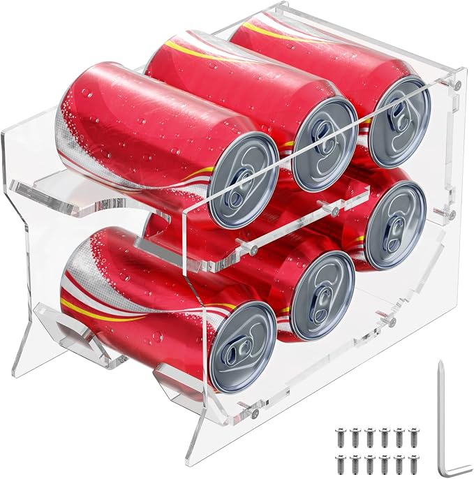 Homakover Soda Can Organizer for Mini Fridge, 9'' Acrylic Rolling Can Organizer Dispenser, Auto Beverage Can Holder Rack, Can Drink Holder for Canned Food Beer 12oz Standard Cans (Upgraded Version) by Homakover