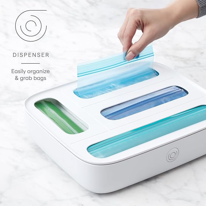 YouCopia StoraBag Drawer Food Bags Dispenser, 4-Slot, Plastic Sandwich Bag Organizer for Kitchen Storage, White - Image 2
