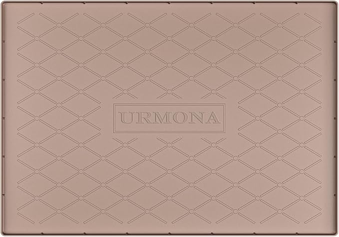URMONA 31" x 19" Waterproof Silicone Mat in Multiple Sizes & Colors, Under Sink Mat for Kitchen & Bathroom, Pet Food Pad for Dogs & Cats, Kitchen Cabinet Liner, Multi-Purpose for Storage(Khaki) by URMONA