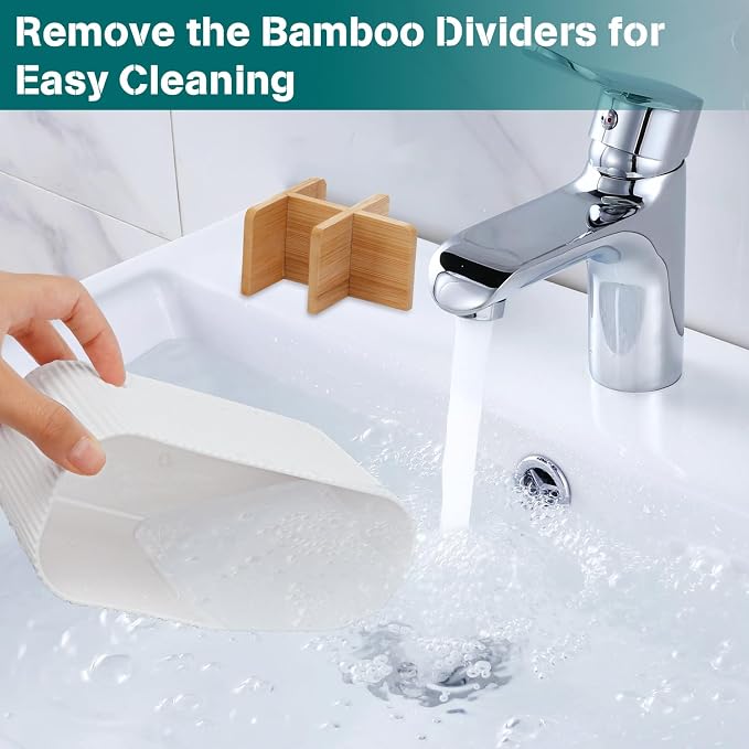 GFWARE White Toothbrush Holder, 5 Slots Bathroom Storage Organizer | Bamboo Toothbrush Holder, Kids Electric Toothbrush Holder and Toothpaste Storage for Bathroom Sink Organizer - Image 4