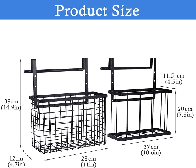 2 Pack Aluminum Foil and Plastic Wrap Organizer, Height Adjustable Kitchen Cabinet Door Organizer, Pantry Organizers, Wall Mounted Wrapping Paper Holder for Sandwich, Freezer, Ziplock Bag - Image 7