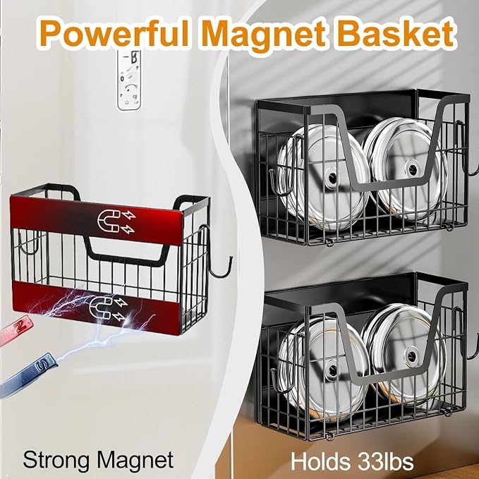Magnetic Basket for Refrigerator Door,Magnetic Fridge Shelf Storage - 1pc | Versatile Produce & Vegetable Storage Container,Pantry Organizer & Holder,Large Capacity Basket for Kitchen,Cabinet,Pantry - Image 3