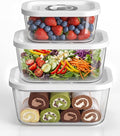 Glass Vacuum Seal Containers, 3-Piece Set, Small Medium Large | BPA-free, Borosilicate Glass, Date-tracking lids, Ideal for liquids and delicate foods, Works with handheld vacuum sealers by Mehomeli