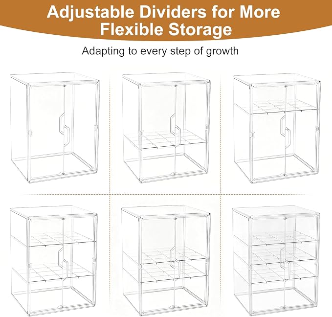 ERTIUANIO Baby Bottle Organizer for Countertop Cabinet Storage | 4 Tier Adjustable Clear Acrylic Station Container with 3 Removable Dividers for Vanity, Bathroom, Nursery, Gifts for New Mom - Image 6