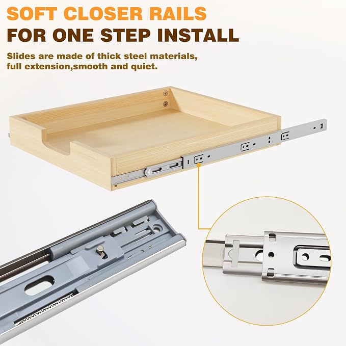 Pullout Cabinet Organizer, 14''W×21''D×3''H Slide Out Shelves for Kitchen Cabinets, Pull out Drawers for Kitchen Cabinets, Pantry, Bathroom, & Storage Organization - Image 2