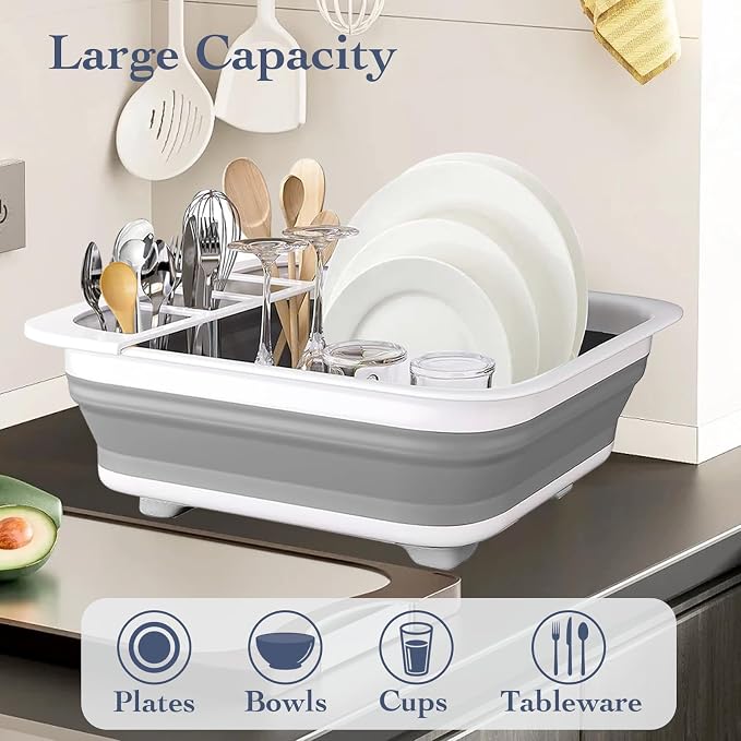 Collapsible Bowls, Plates, and Dishes Drainer, Portable Space-Saving Dish Rack for Kitchen, RV, Campers, and Travel Trailers - Image 2