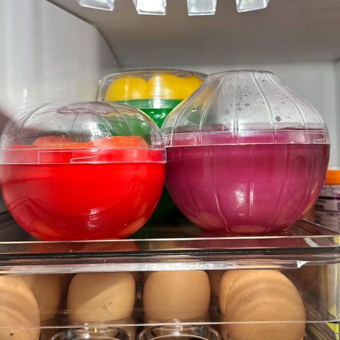 Fruit and Vegetable Shaped Savers Storage Containers for Fridge Vegetable | Magicaleast Onion Tomato Lemon Green Pepper and Garlic Containers - Image 4