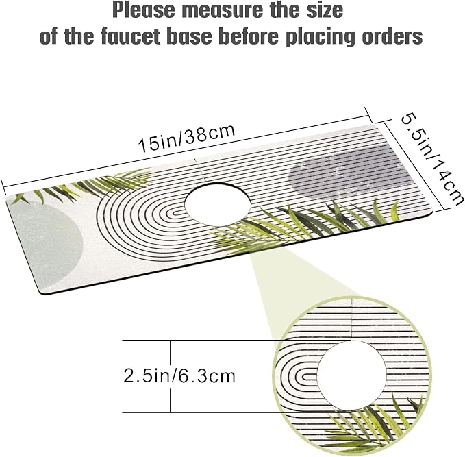 Sink Faucet Absorbing Mat, 2 Pack Drying Mat Around Faucet Sink Splash Guard Behind Faucet Sinkmat For Kitchen Bathroom Island Rv 15 * 5.5 Inch (38 * 14 cm) - Image 2