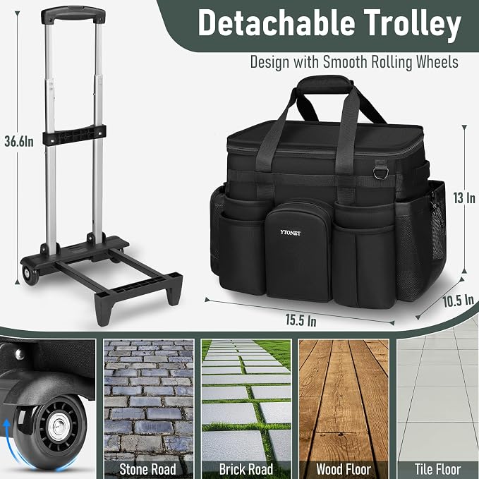 Ytonet Rolling Cleaning Caddy with Wheels, Large Rolling Cleaning Caddy | Water Resistant Cleaner Supplies Organizer with Detachable Trolley, Cleaning Carts on Wheels for Kitchen Tool Organizer - Image 3
