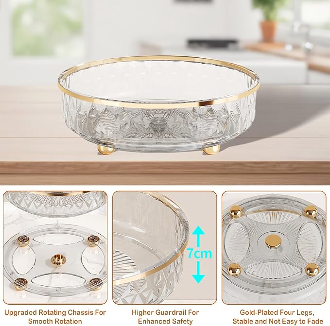 11-Inch Clear Lazy Susan, Non-Skid Rotating Storage Tray, Ideal for Kitchen Cabinets, Pantry, Refrigerator, Bathroom Countertop, Vanity Makeup Organizer, Spice Rack (Green, 11Inch) - Image 3