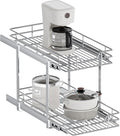 2-Tier Pull Out Cabinet Organizer, 13.5" W x 18" D, Heavy Duty Dual Slide Out Shelves for Base Cabinets, Chrome Wire Basket Drawer for Pantry, Kitchen & Bathroom Storage by Unknown