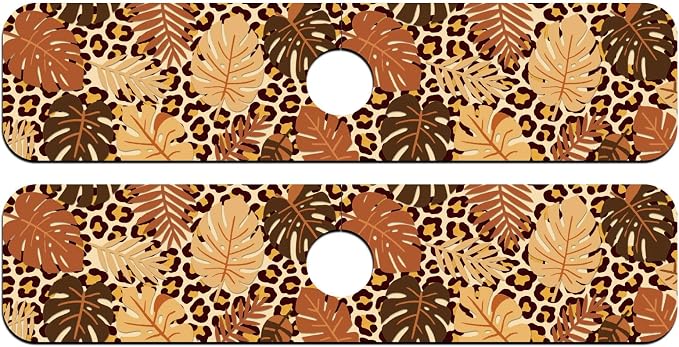 2 Pcs Kitchen Sink Splash Guard Faucet Mat Leopard Print Leaves Faucet Mat for Sinks Leaves Pattern Absorbing Drying Mats for Kitchen Bathroom, 23.6x5.5inch - Image 8