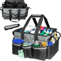 Cleaning Tool Organizer Bag with Handles, Cleaning Caddy, Grey | Cleaning Bag for Housekeepers,Detachable Shoulder Strap & Dividers, for Car Detailing, Housekeeping, Cleaners by Jenlan