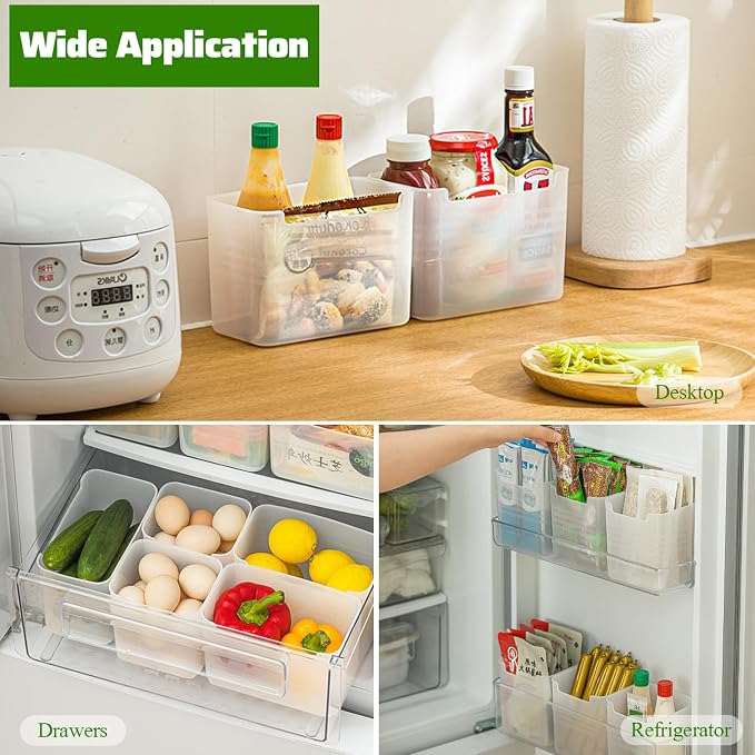 5 Pack Refrigerator Organizer Box, Plastic Refrigerator Side Door Storage Containers, Space-Saving Organizer Bins for Refrige, Refrige Drawers for Fruit and Vegetable (Clear,S×3+L×2) - Image 7