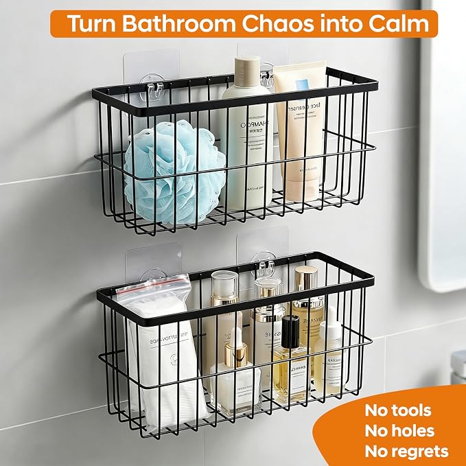 FAMNONE 2-Pack Adhesive Cabinet Door Organizer, 5.9" Inside Cabinet Storage | Lid Organizer for Cabinet, No Drill Wall Mounted Storage Box for Pantry Door, Kitchen & Bathroom Space Saving Organizer - Image 7