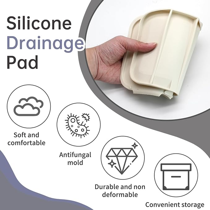 Jiozermi 14.5inch Kitchen Sink Splash Guard, White | Silicone, Faucet Handle Drip Catcher Tray Mat, Kitchen Sink Accessories Gadgets, Drying Mat for Kitchen Counter Bathroom - Image 3