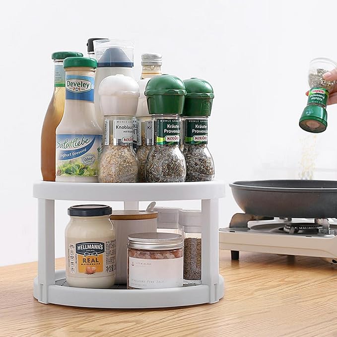 Lazy Susan Organizer, 2 Tier Non Skid Spice Rack Turntable,360 Degree Rotating Seasoning Organizer, 10-Inch Spinning Organizer for Pantry Cabinet, Kitchen, Countertop, Vanity Display Stand | 2-Tier, 10 Inch, Durable & Easy Clean,for Pantry Cabinet, Kit... - Image 6