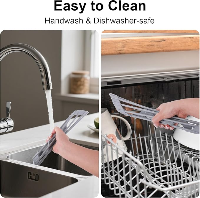 Corner Sink Caddy Kitchen Sink Organizer, Silicone Wrapped Triangle Roll Up Dish Drying Rack Over Sink Drainer Mat, Anti-Slip Sponge Holder Corner Shelf for RV Kitchen Sink Accessories Counter Storage - Image 4