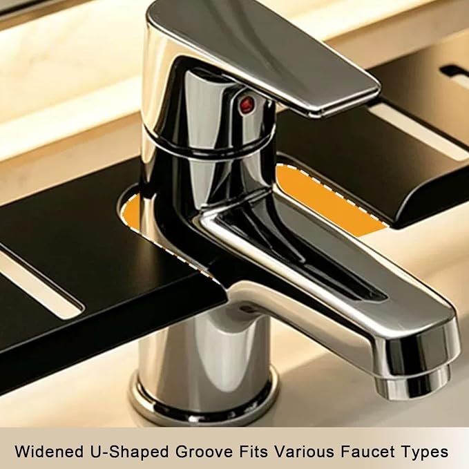 Vertical Faucet Storage Rack, Over the Sink Shelf, No-Drill Faucet Rack for Bathroom & Kitchen Countertop, Space-Saving Toiletry Organizer- Easy Drainage (Black, 23.6in/60cm) - Image 3