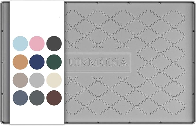 URMONA 22" x 14" Waterproof Silicone Mat in Multiple Sizes & Colors, Under Sink Mat for Kitchen & Bathroom, Pet Food Pad for Dogs & Cats, Kitchen Cabinet Liner, Multi-Purpose for Storage(Light Grey) by URMONA