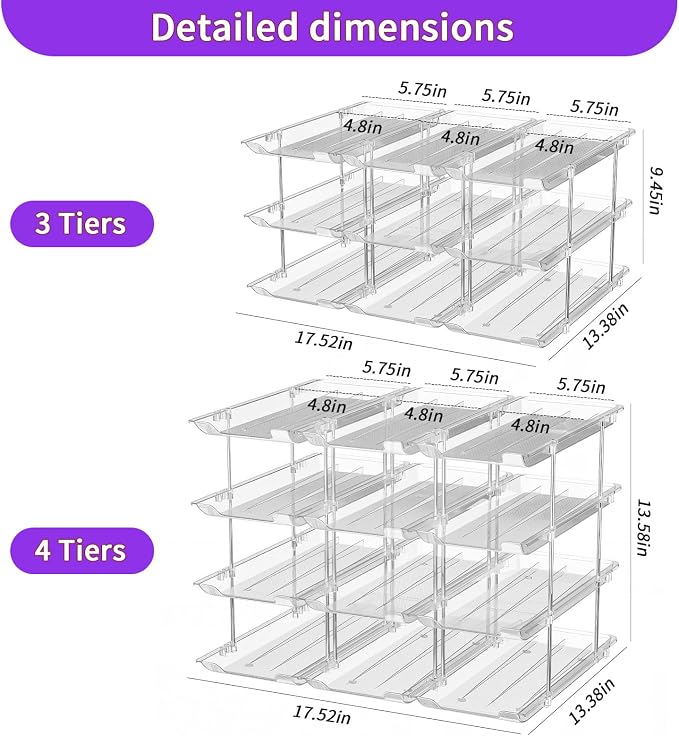 Can Organizer for Pantry, 4-Tier Modular Can Storage Rack | Upgraded Thickened Clear Can Holder for Pantry and Fridge, Holds Up to 48 Food and Beverage Cans - Image 2
