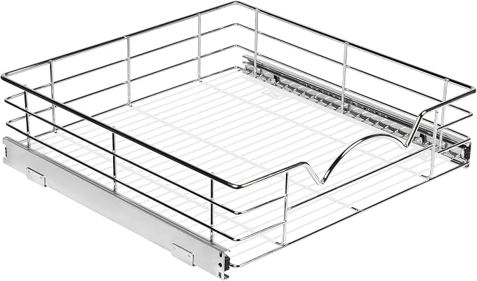 HOLDN’ STORAGE Pull Out Cabinet Organizer, Pantry Drawer, 20"W x 21"D x 5"H | Heavy-Duty Full-Extension, Roll Out Shelf for Pots, Pans & Under Sink Storage, Chrome, Require a 21.25"W Cabinet Opening by HOLDN%E2%80%99STORAGE
