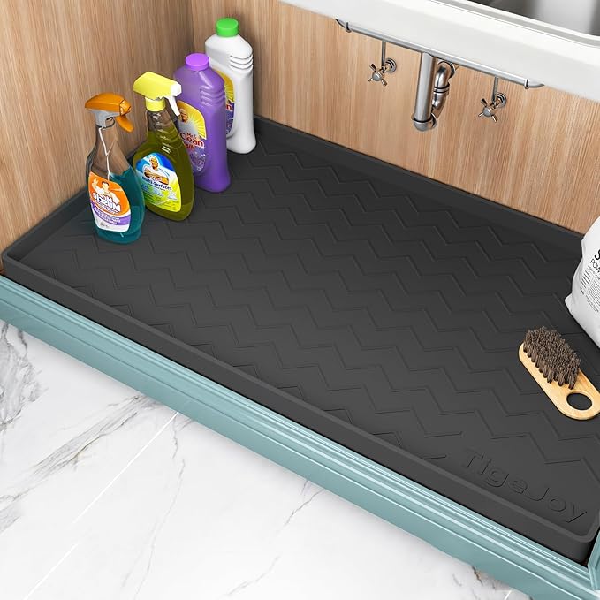 TigeJoy Under Sink Mats for Kitchen Waterproof 34" x 19", Cabinet Liner | Leak-Proof Silicone Mat Sink Protector, Kitchen Essentials Organizer and Storage,Boot or Shoe Tray, Pet Feeding Mat by TigeJoy