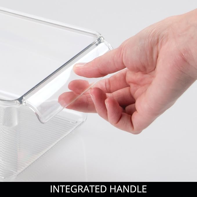 iDesign Fridge Storage Bin with Handle, Set of 4, Clear | Fridge Tray for Meats and Cheeses - Image 4
