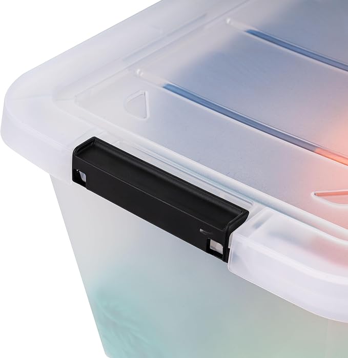 IRIS USA 6-Pack 13.5 Quart Clip Box with Latching Lid | Latching lid secures office and household supplies. Stackable, nestable design maximizes storage space - Image 6