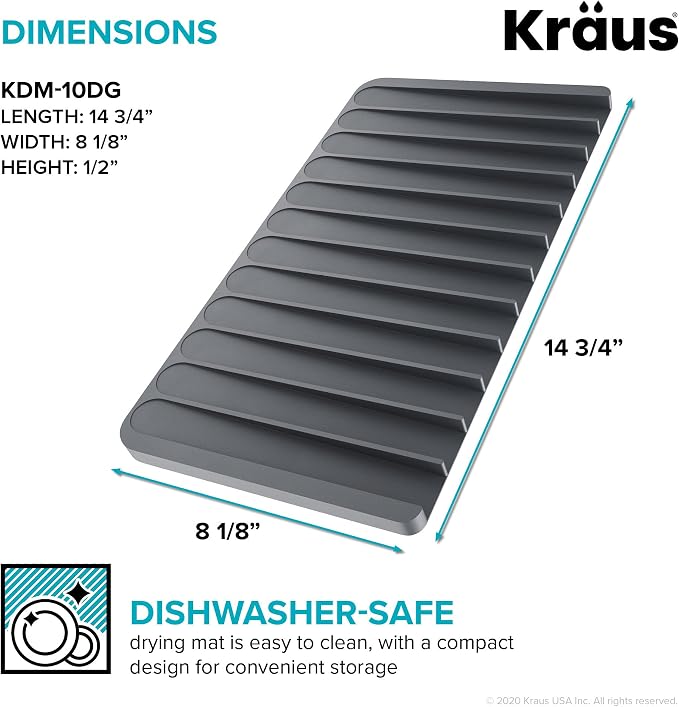 Kraus Roll Up Dish Drying Rack with Self-Draining Silicone Dish Drying Mat and Silicone Soap Dish Holder in Black, KDM-KRM-10BL - Image 5