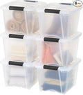 IRIS USA 6-Pack 19 Quart Storage Bins with Lids, Clear | Clear design makes contents easy to find, Great for linens, décor, closet storage, and supplies, Nestable design saves space by IRISUSA